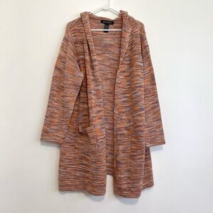 ASHLEY STEWART Plus Size Orange Purple Lilac Spacedye Open Long Cardigan Sweater